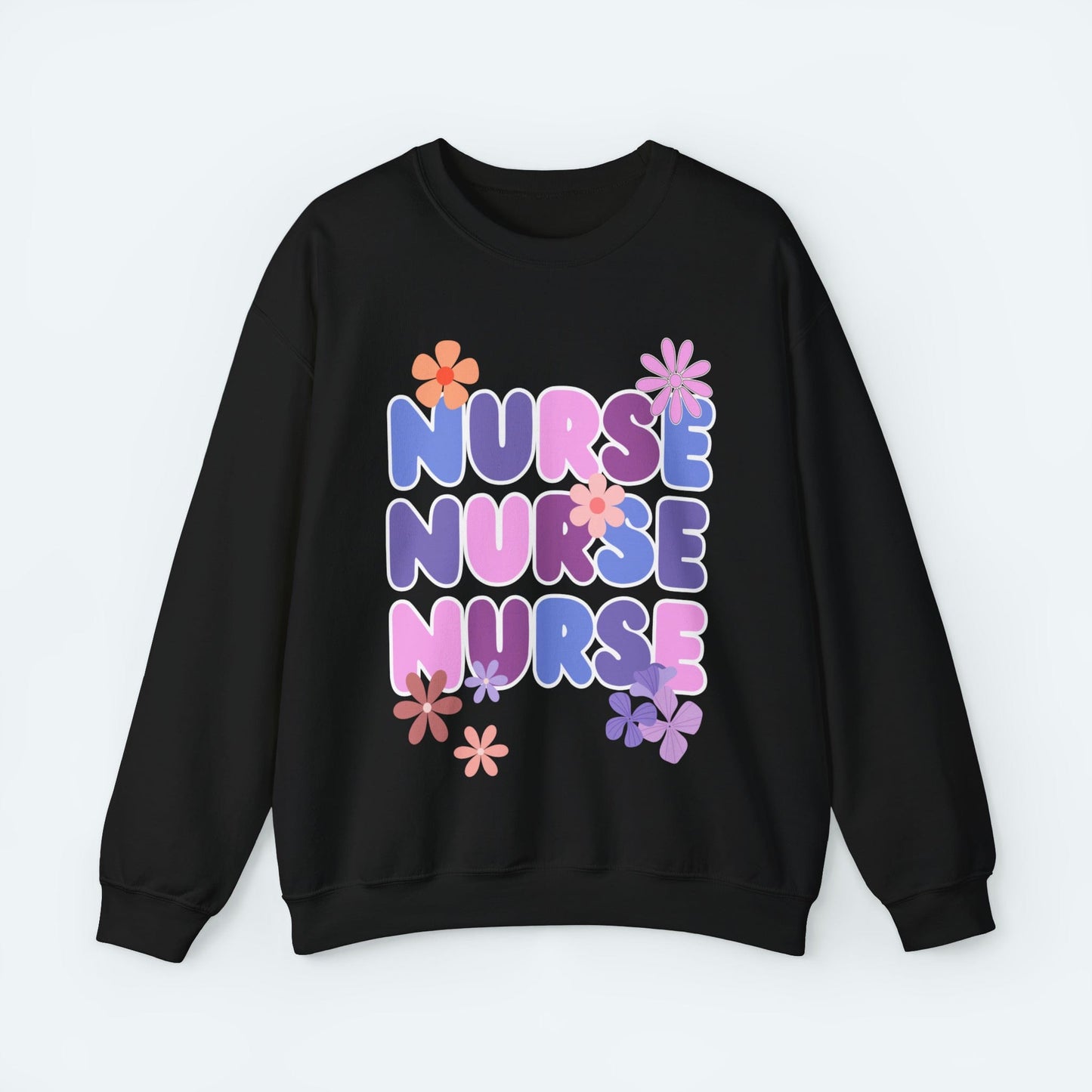 Sweatshirt S / Black Nurse Floral Pattern Crewneck Sweatshirt