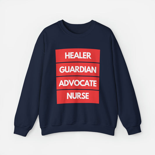 Sweatshirt S / Navy Healer, Guardian, Advocate, Nurse Crewneck Sweatshirt