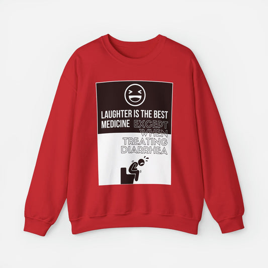 Sweatshirt S / Red Laughter is the Best Medicine Crewneck Sweatshirt