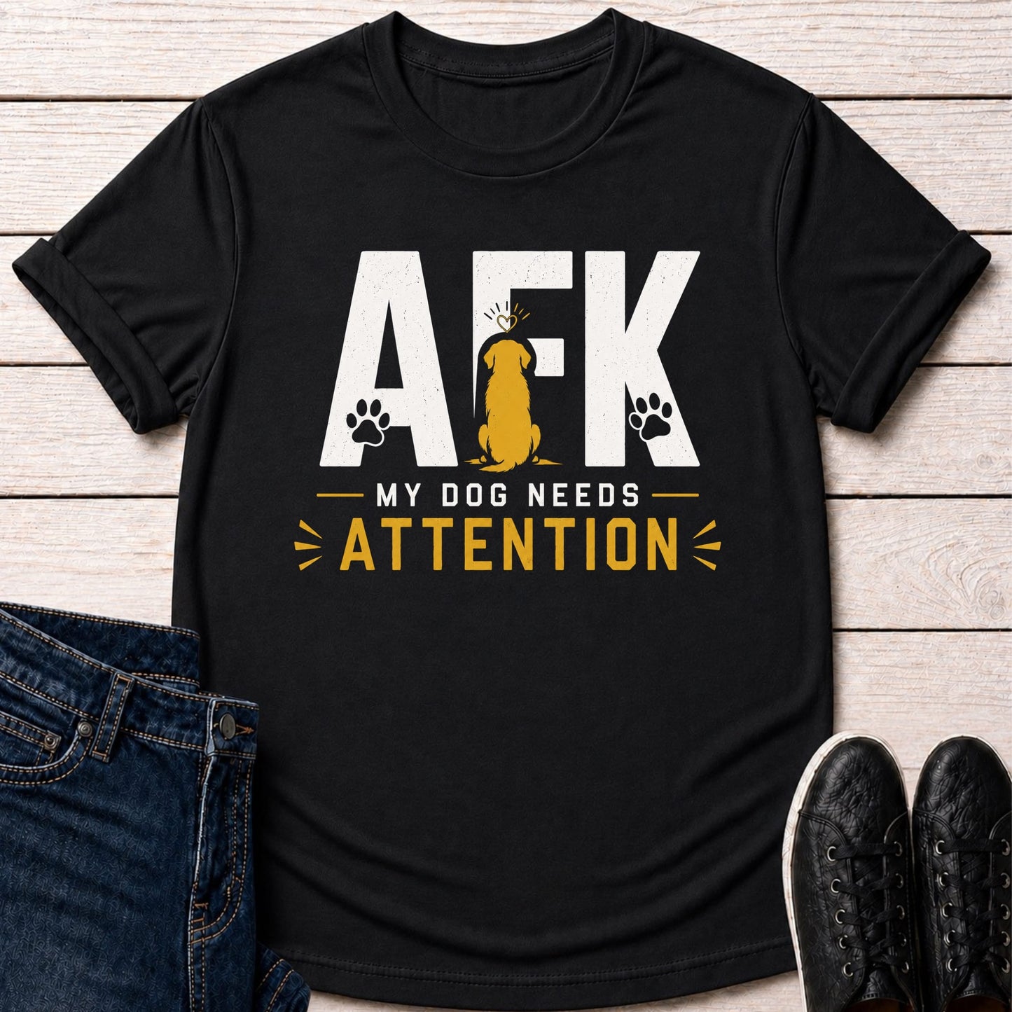 T-Shirt Black / S AFK Dog Needs Attention T-shirt