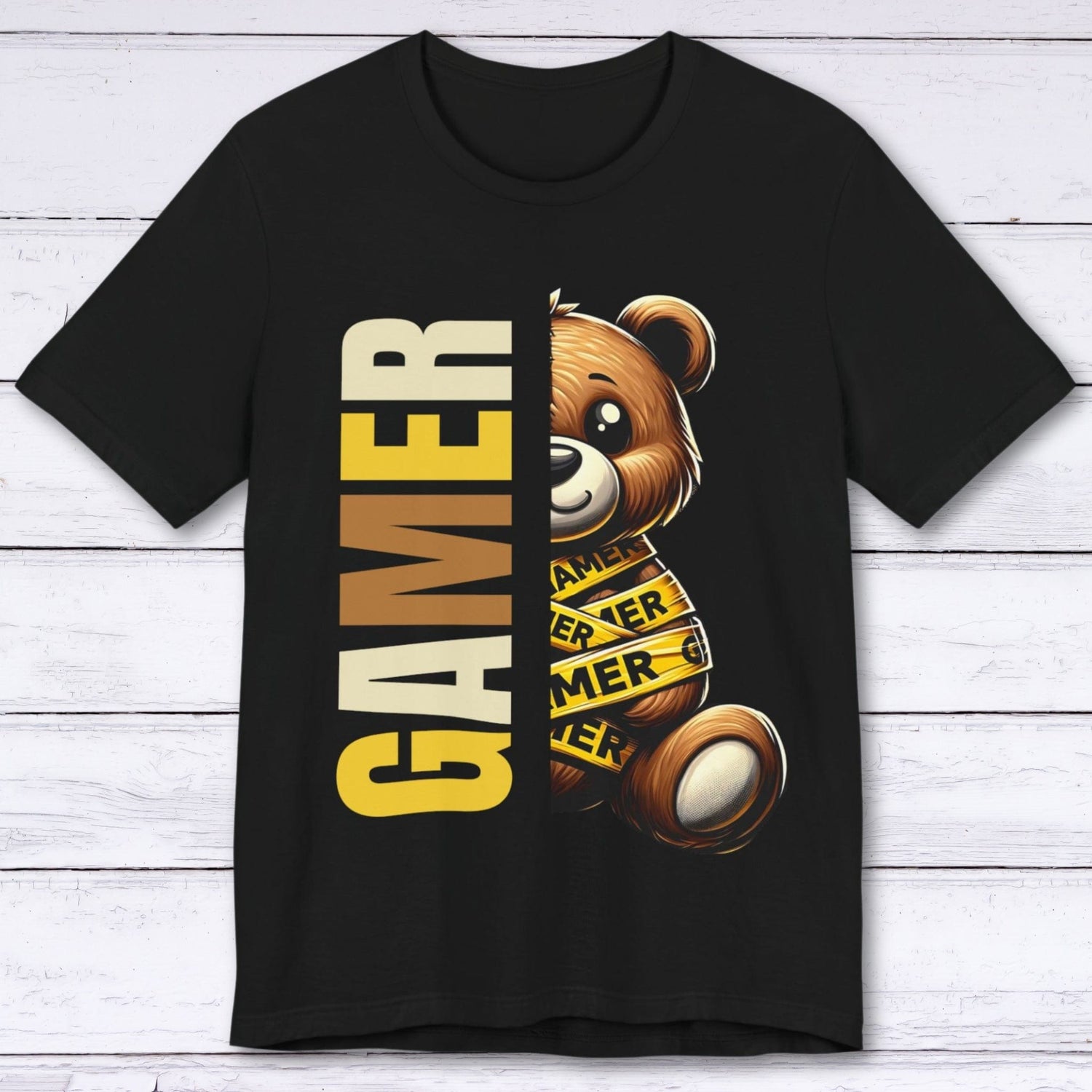 T-Shirt Black / S Caution Gamer Bear T-shirt