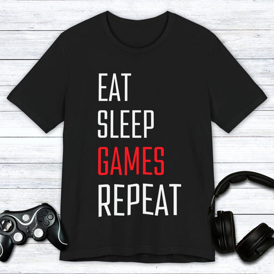 T-Shirt Black / S Eat Sleep Games Repeat T-shirt