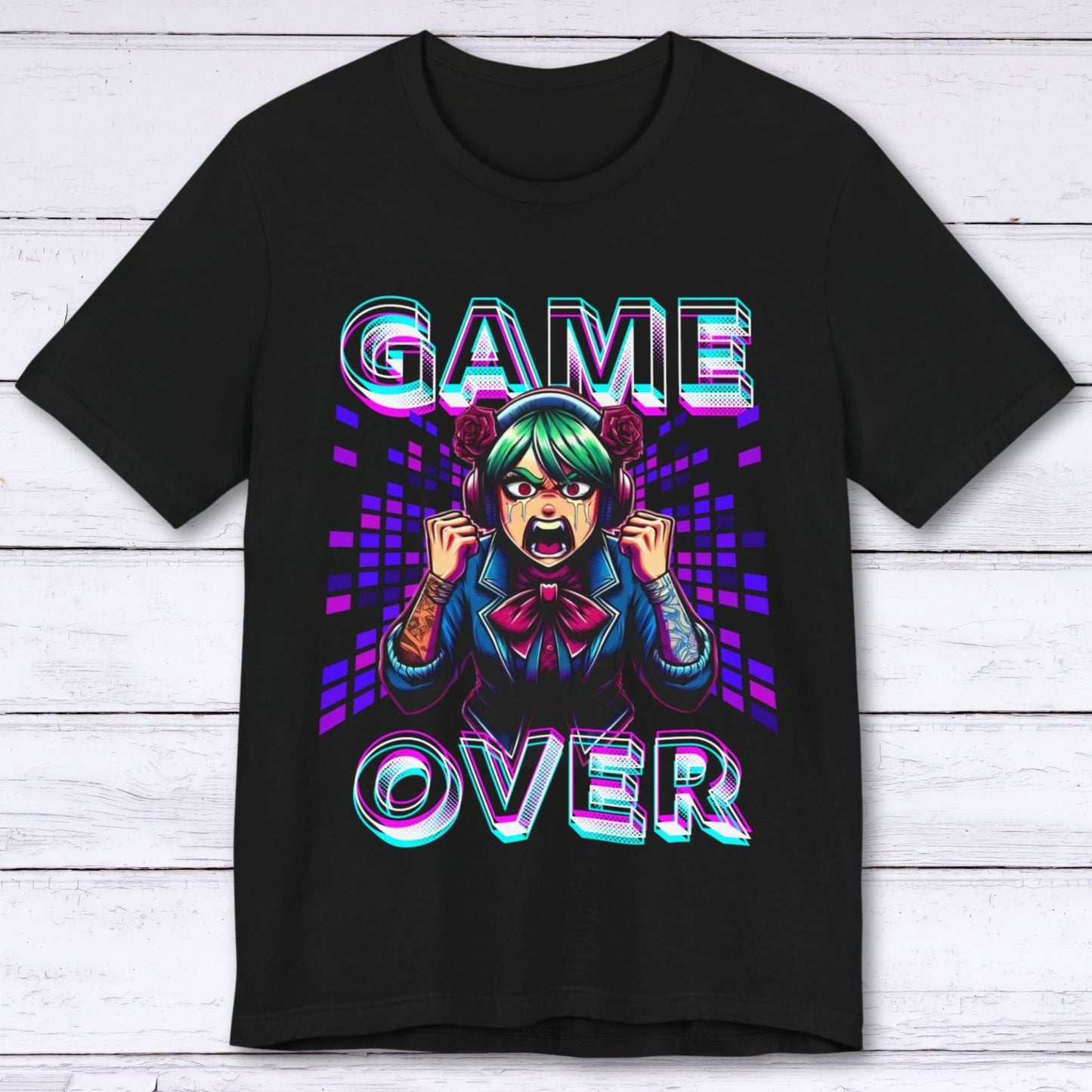 T-Shirt Black / S Game Over - Anime Girl T-shirt