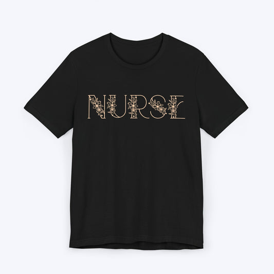 T-Shirt Black / S Golden Flowers Nurse T-shirt