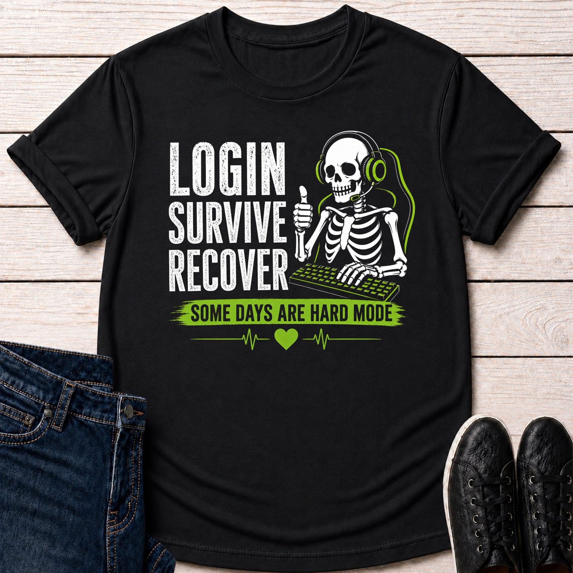 T-Shirt Black / S Login Survive Recover T-shirt
