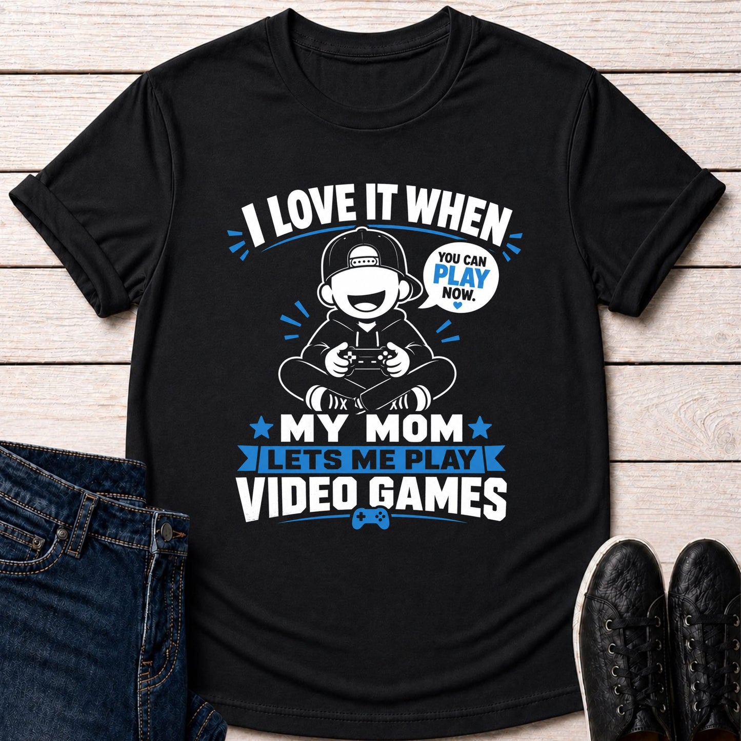T-Shirt Black / S Mom Lets Me Play T-shirt