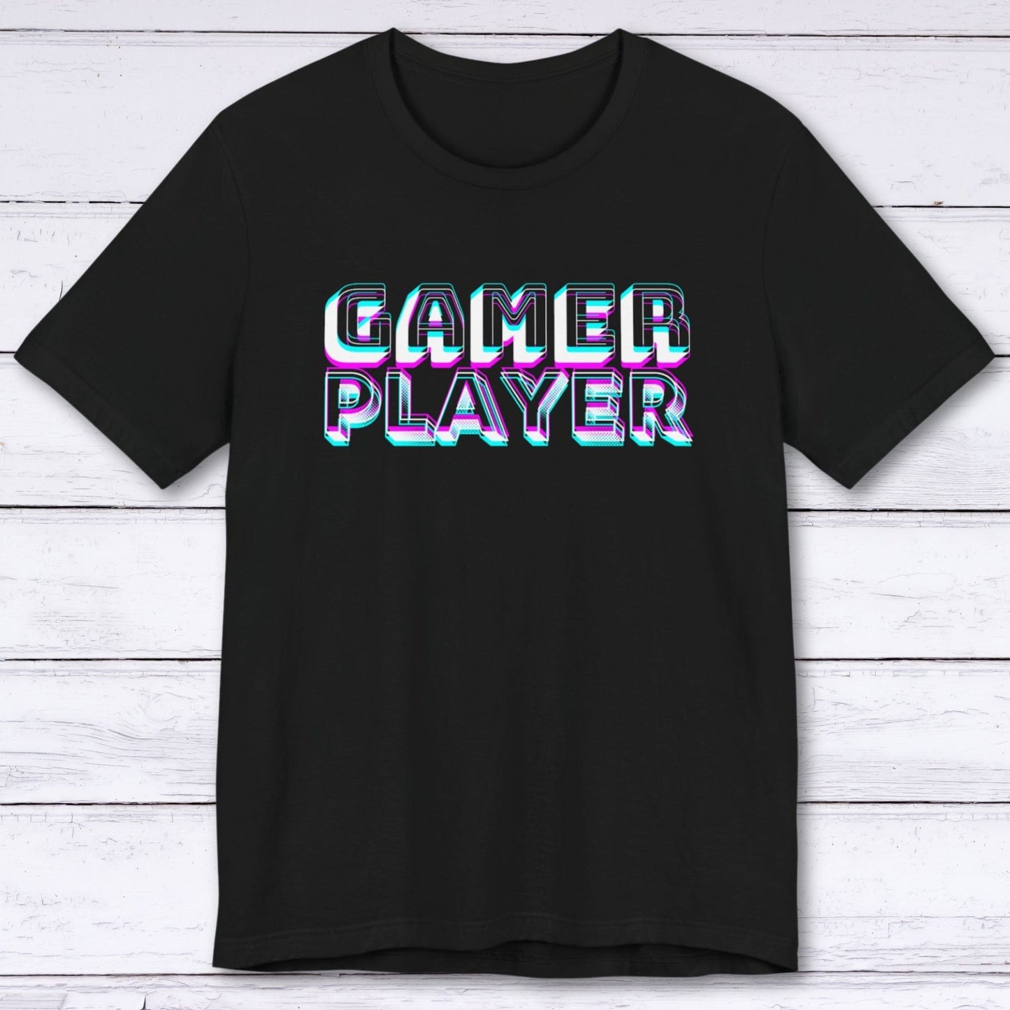 T-Shirt Black / S Neon Pixels: GAMER PLAYER T-shirt