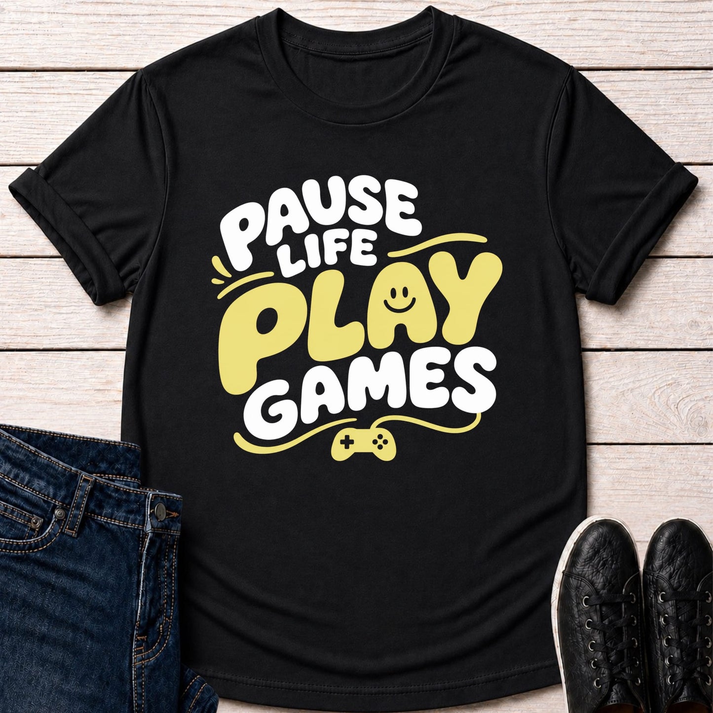 T-Shirt Black / S Pause Life Play Games T-shirt