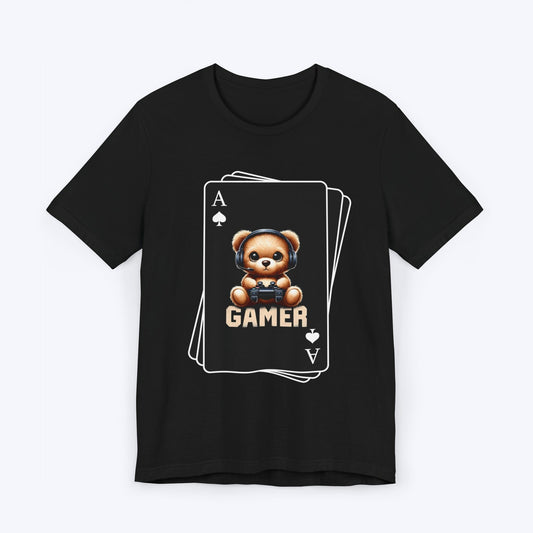 T-Shirt Black / S Poker Face - Bear Gaming Cards T-shirt