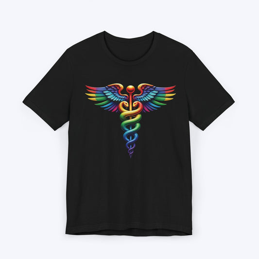 T-Shirt Black / S Rainbow Caduceus Nurse T-shirt