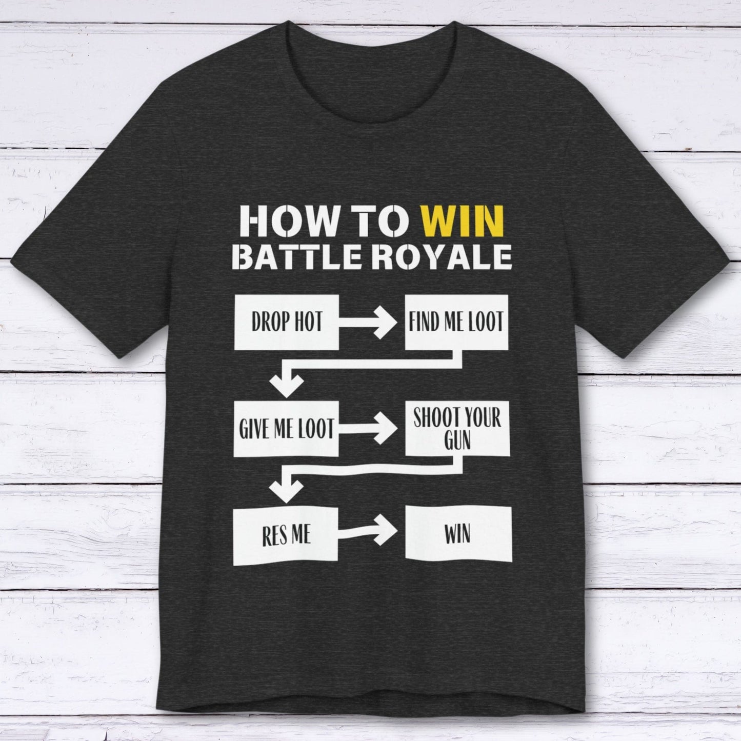 T-Shirt Dark Grey Heather / S Battle Royale Basics: Loot, Shoot, Revive! T-shirt