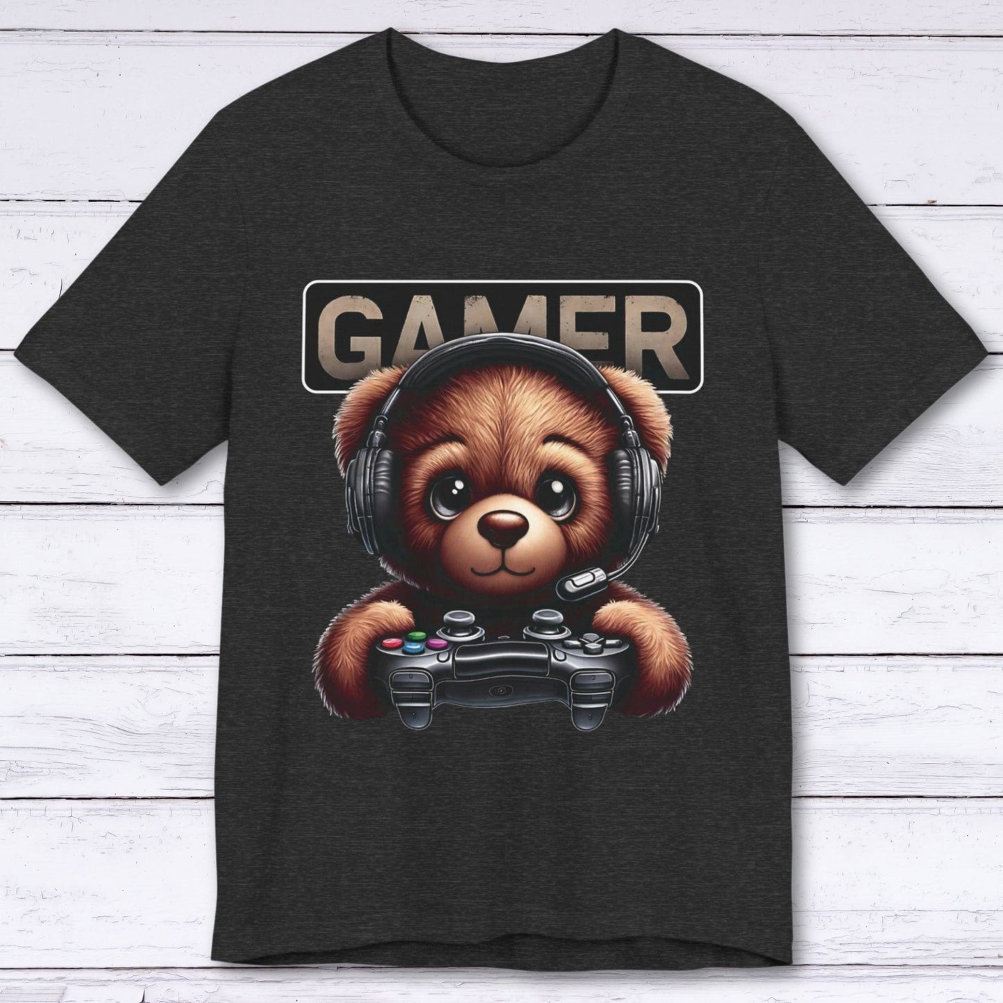 T-Shirt Dark Grey Heather / S Bear With Me, I'm Gaming T-shirt