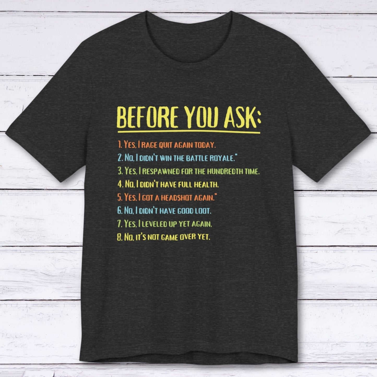 T-Shirt Dark Grey Heather / S Before You Ask Gamer T-shirt