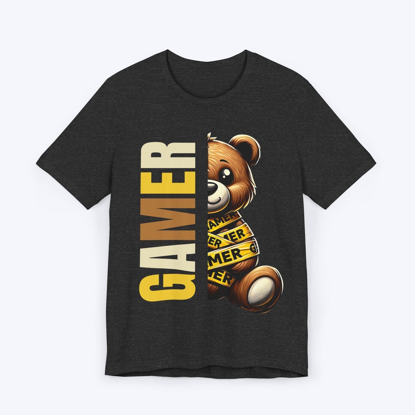 T-Shirt Dark Grey Heather / S Caution Gamer Bear T-shirt