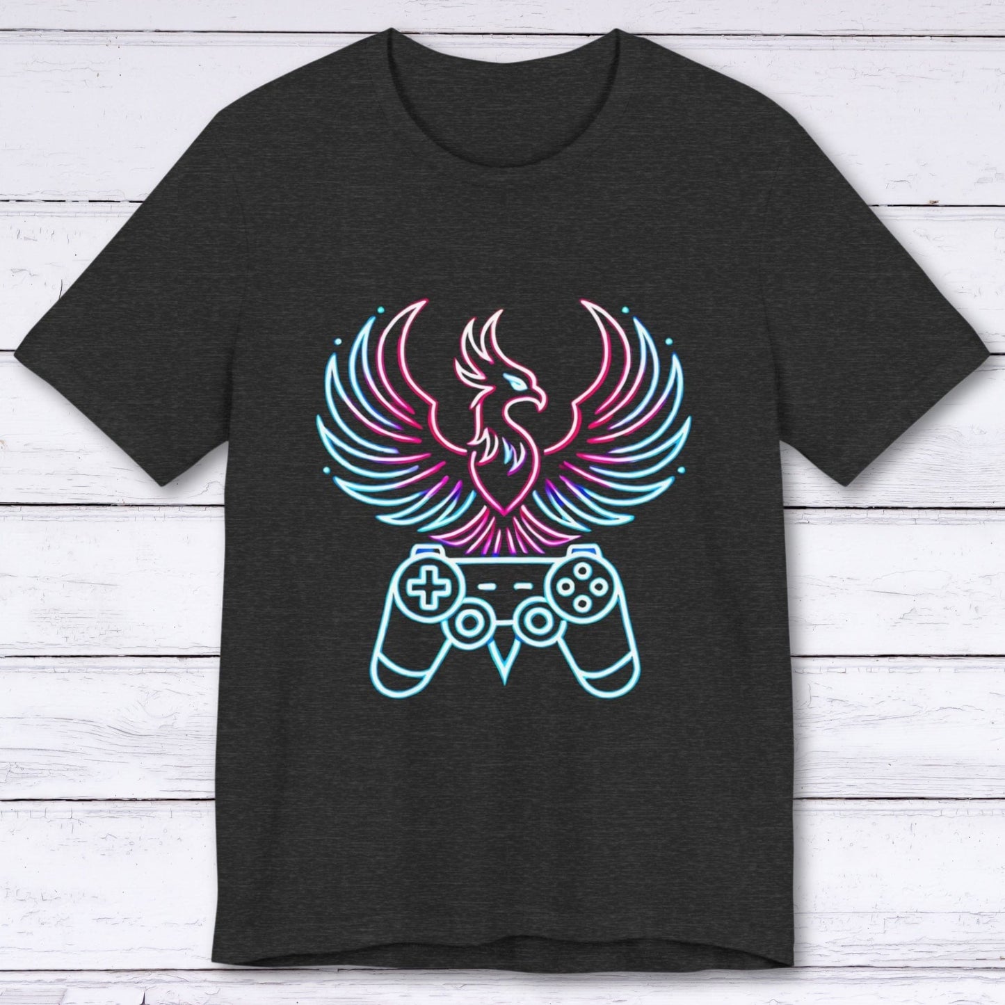 T-Shirt Dark Grey Heather / S Eternal Gamer: Neon Phoenix T-shirt