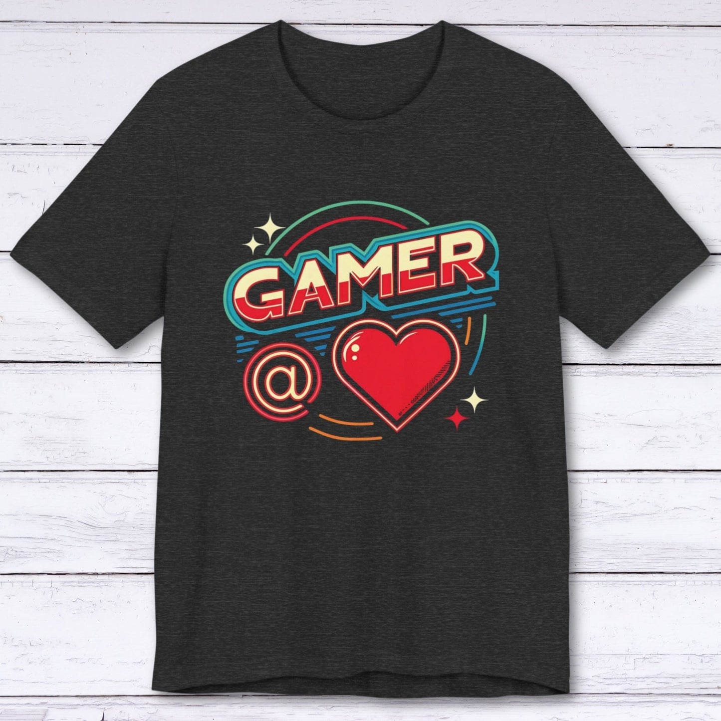 T-Shirt Dark Grey Heather / S Gamer at Heart - Retro T-shirt