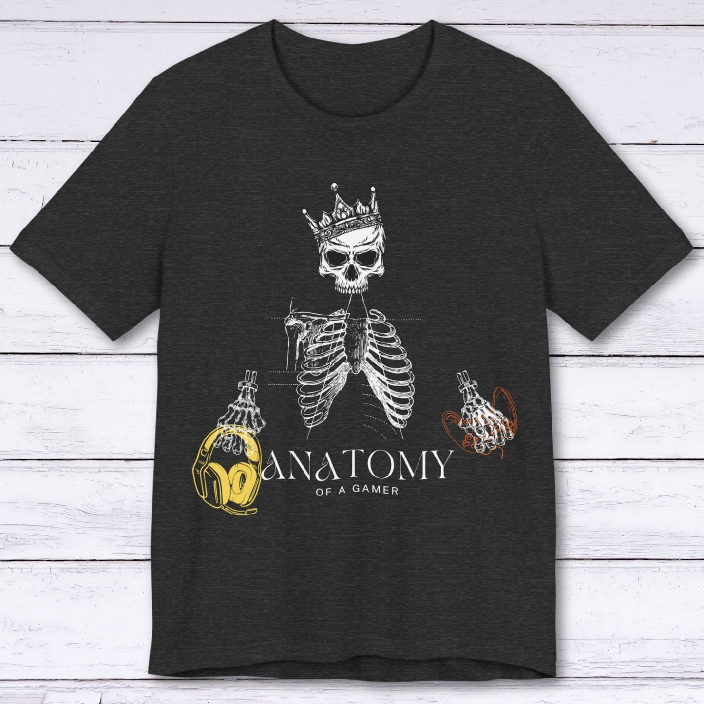 T-Shirt Dark Grey Heather / S Gamer's Anatomy: Bones & Buttons T-shirt