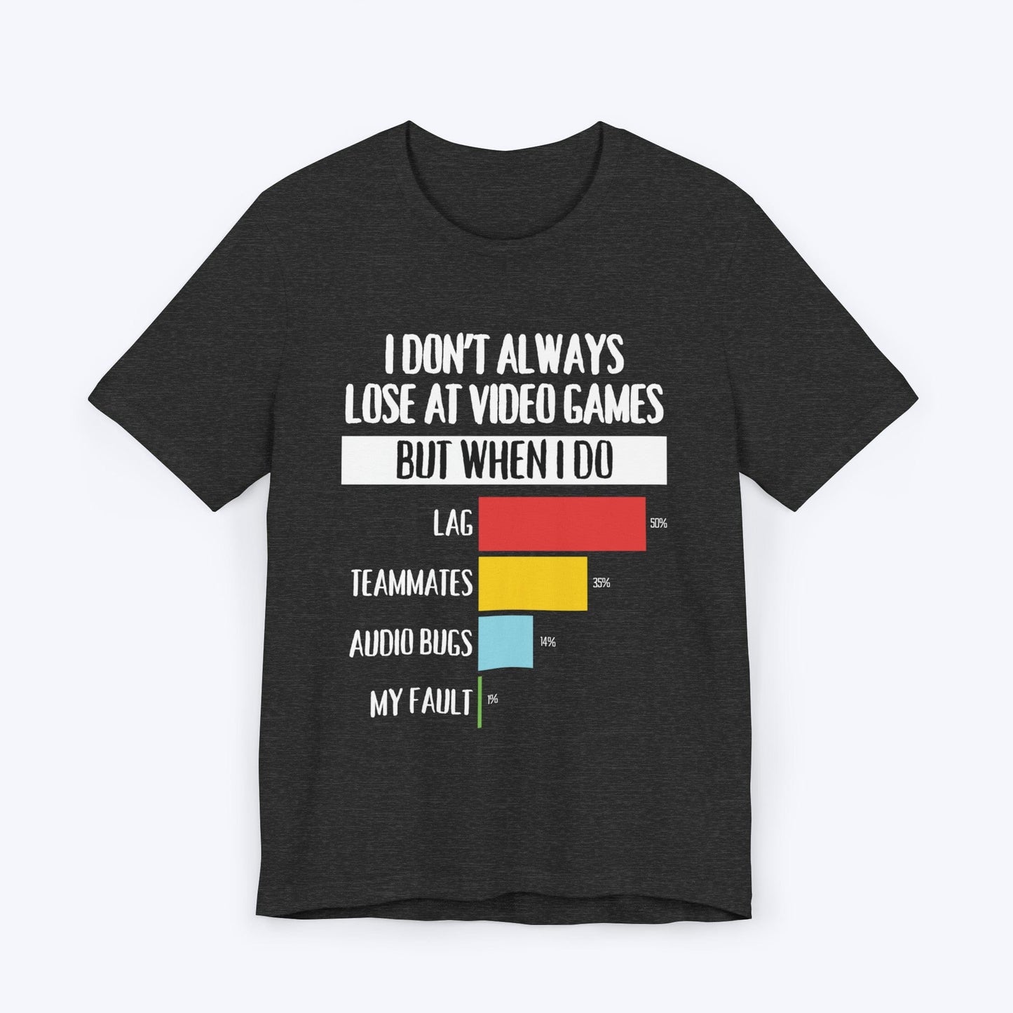 T-Shirt Dark Grey Heather / S I Don't Always Lose at Video Games T-shirt