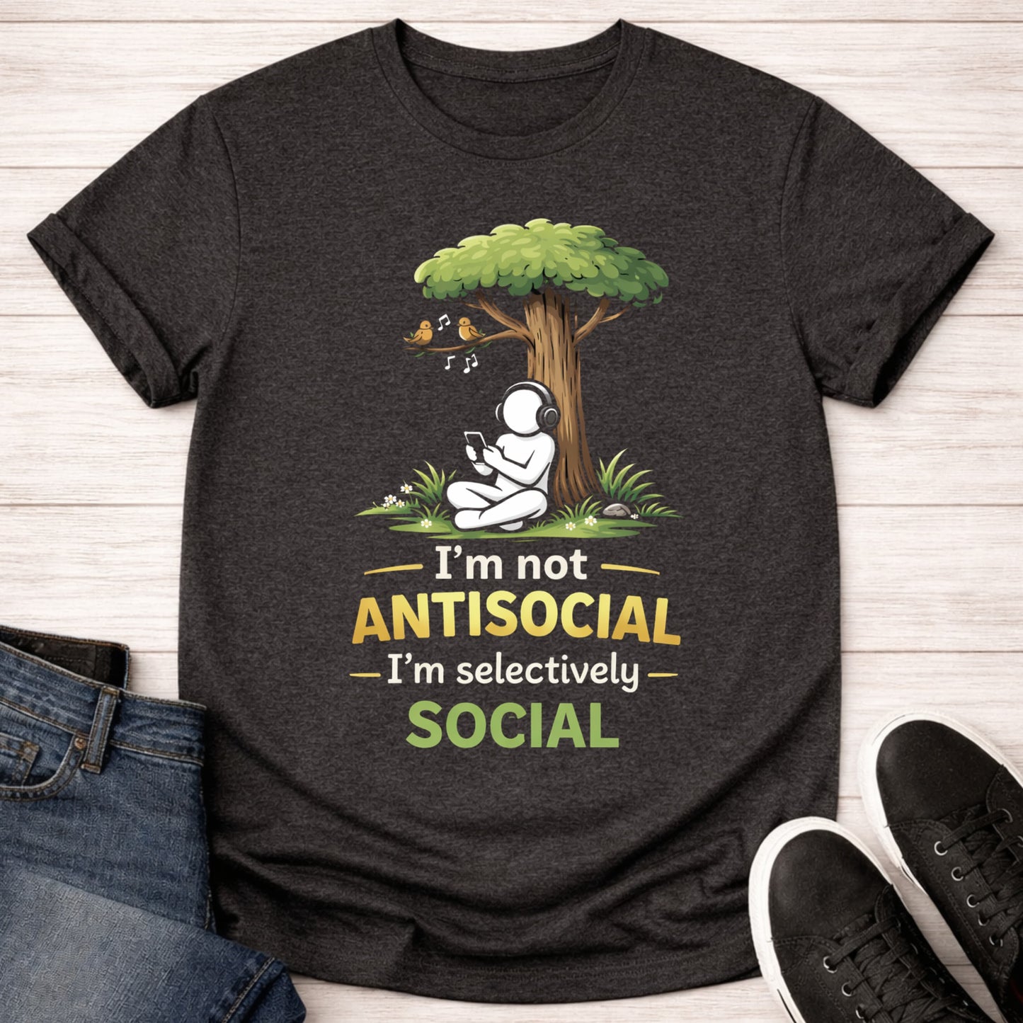 T-Shirt Dark Grey Heather / S I'm Not Antisocial T-shirt