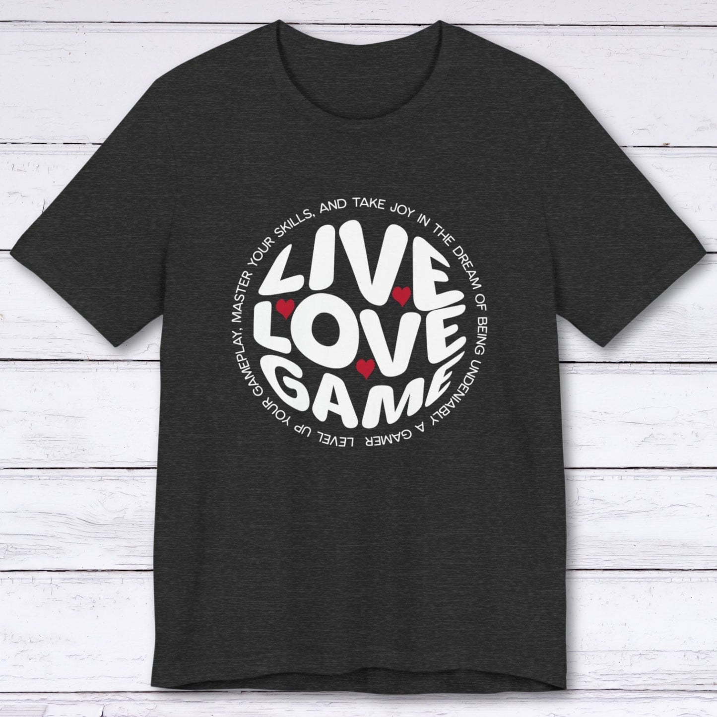 T-Shirt Dark Grey Heather / S Live, Love, Game (Around the World) T-shirt