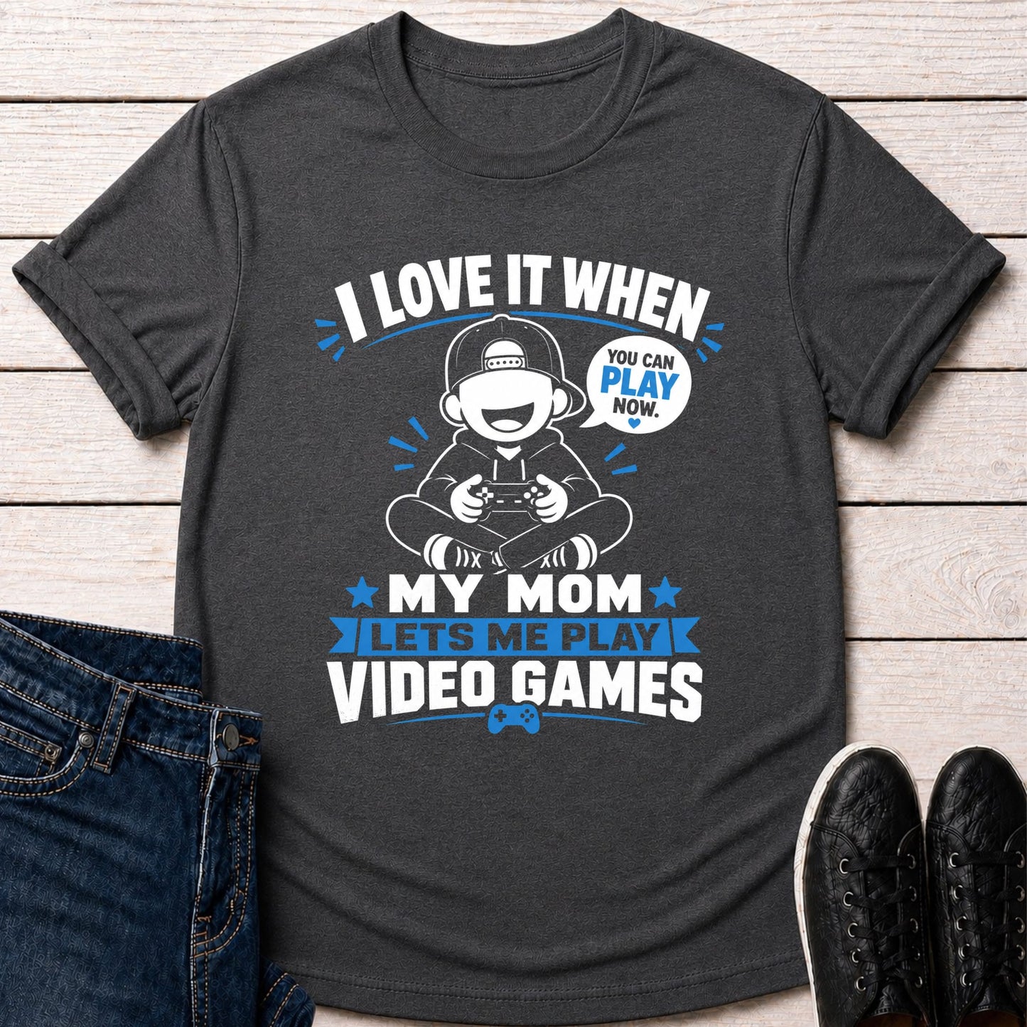 T-Shirt Dark Grey Heather / S Mom Lets Me Play T-shirt