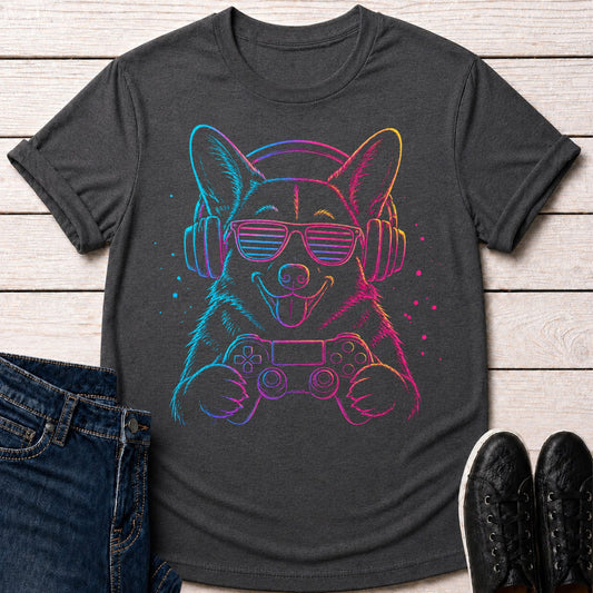 T-Shirt Dark Grey Heather / S Neon Gaming Dog T-shirt