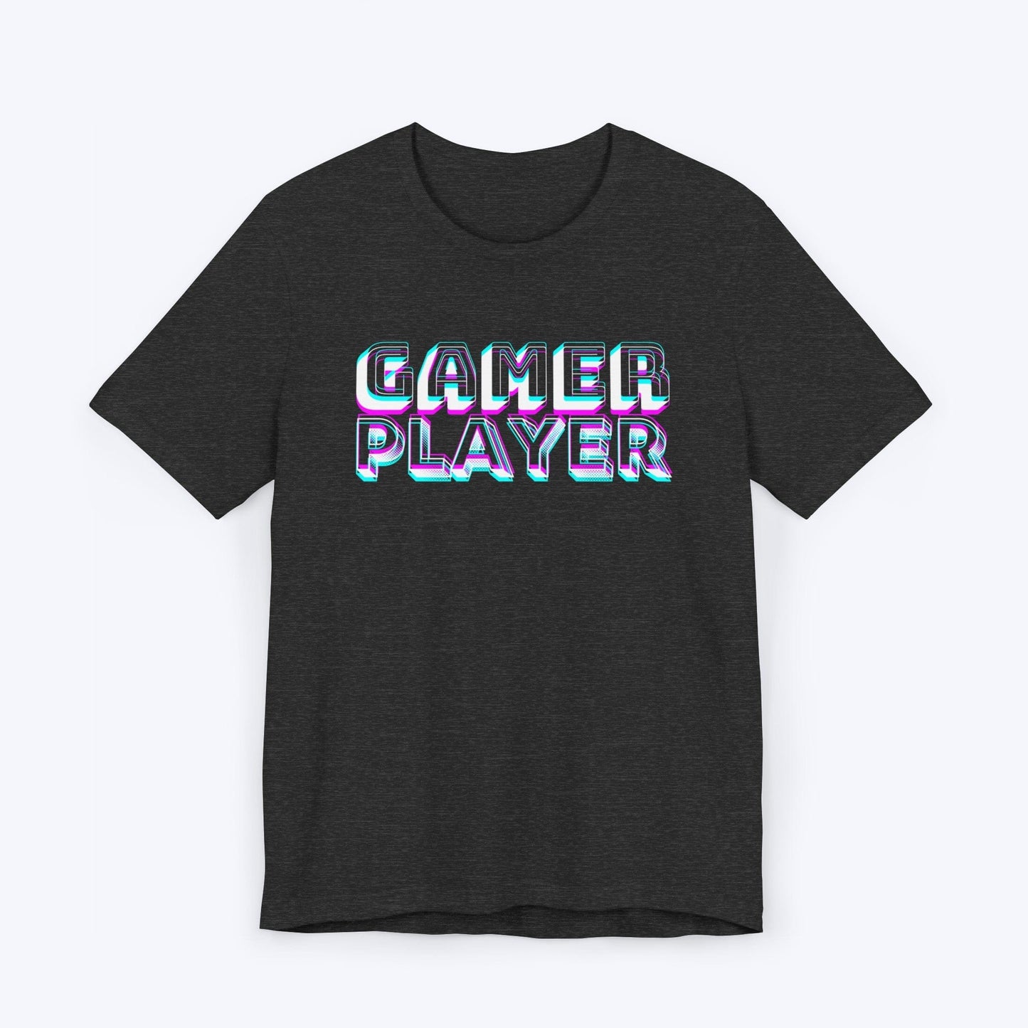 T-Shirt Dark Grey Heather / S Neon Pixels: GAMER PLAYER T-shirt