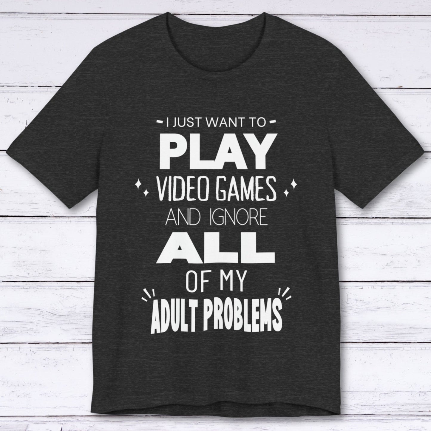 T-Shirt Dark Grey Heather / S Pause Adulting, Play Games T-shirt