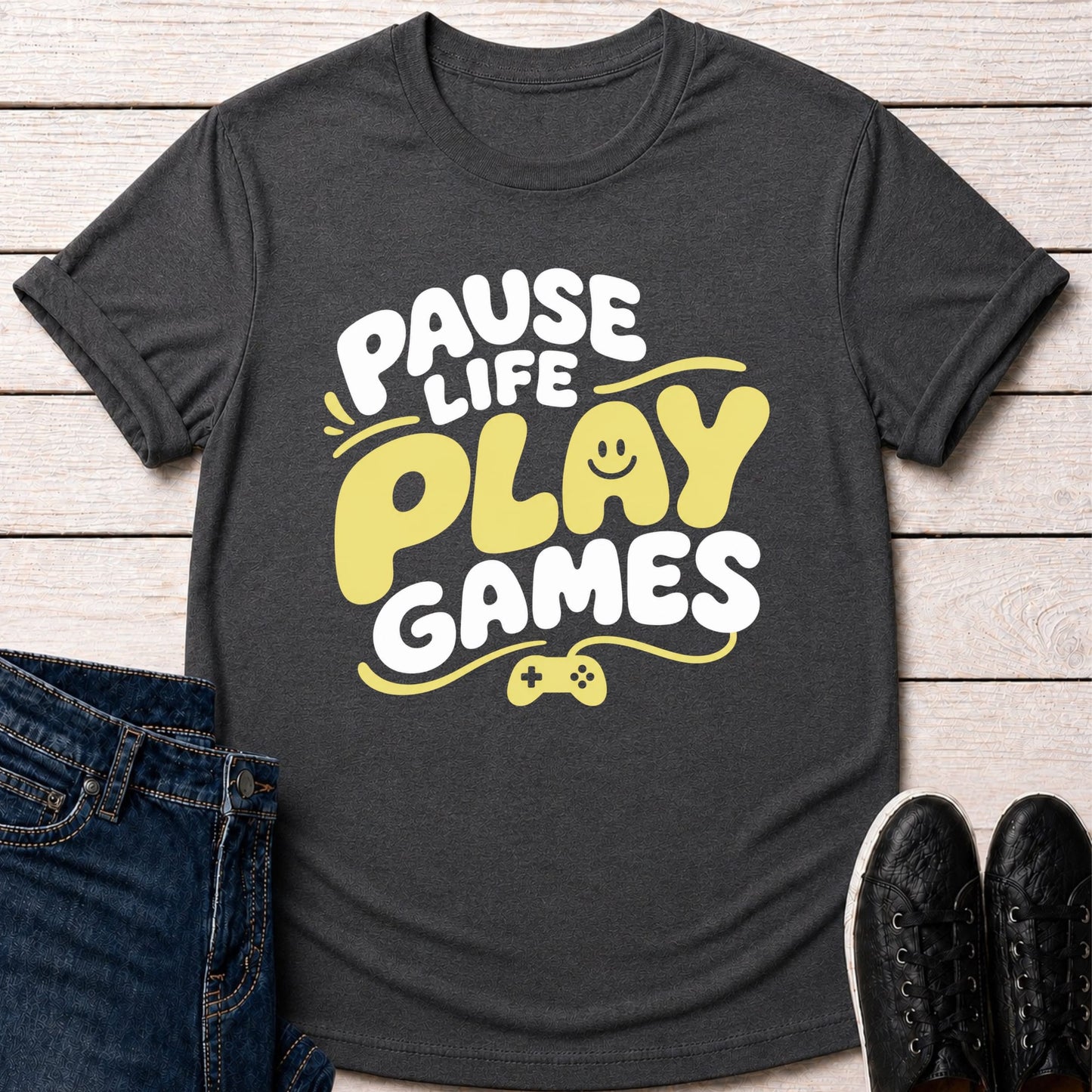 T-Shirt Dark Grey Heather / S Pause Life Play Games T-shirt