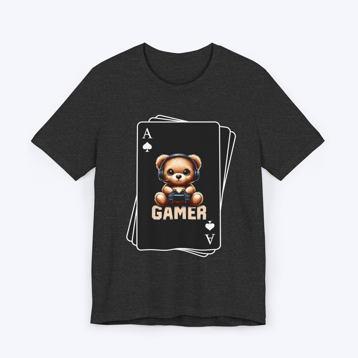 T-Shirt Dark Grey Heather / S Poker Face - Bear Gaming Cards T-shirt