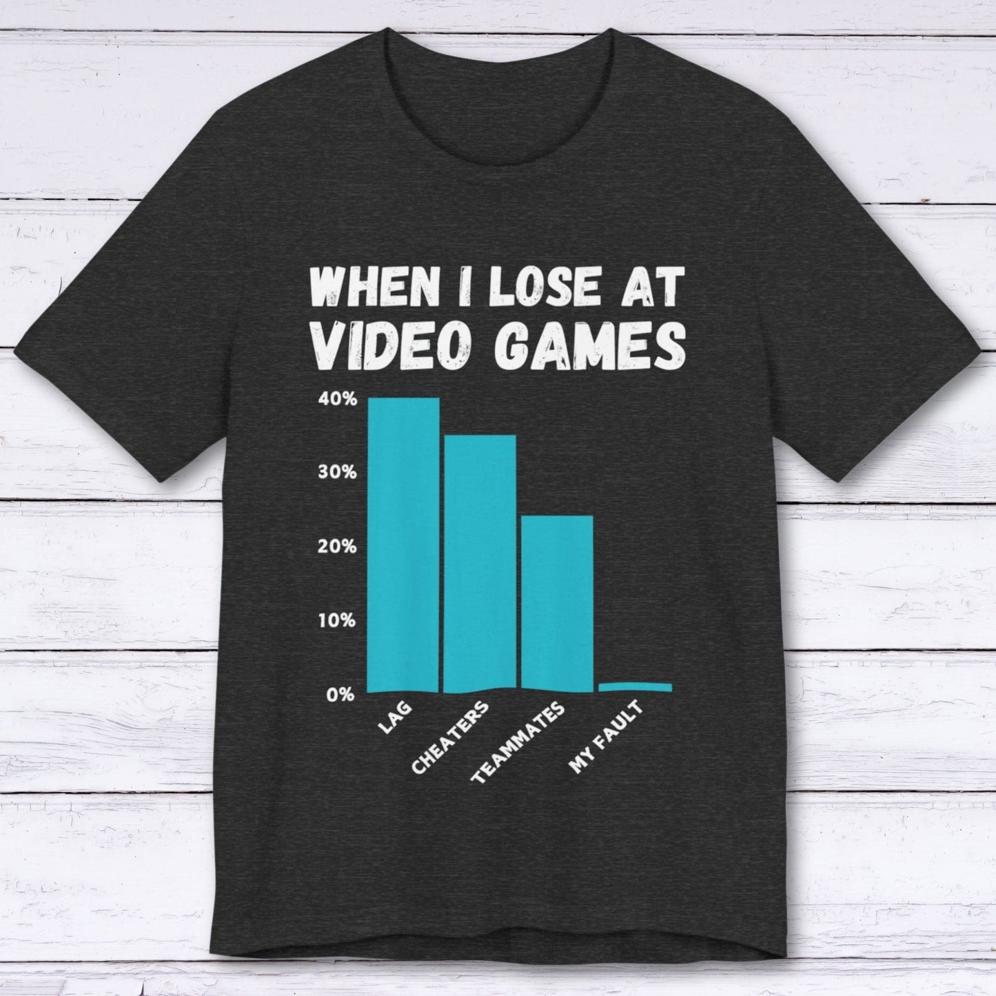 T-Shirt Dark Grey Heather / S When I Lose at Video Games (Bar Chart) T-shirt