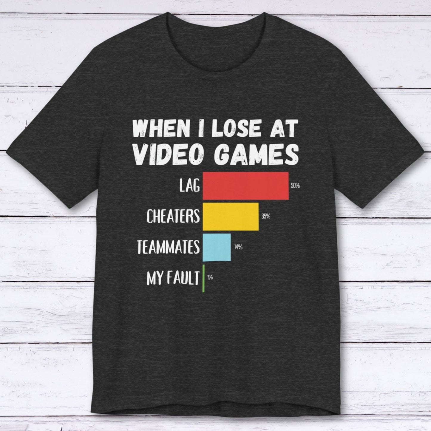 T-Shirt Dark Grey Heather / S When I Lose at Video Games (Cheaters Edition) T-shirt