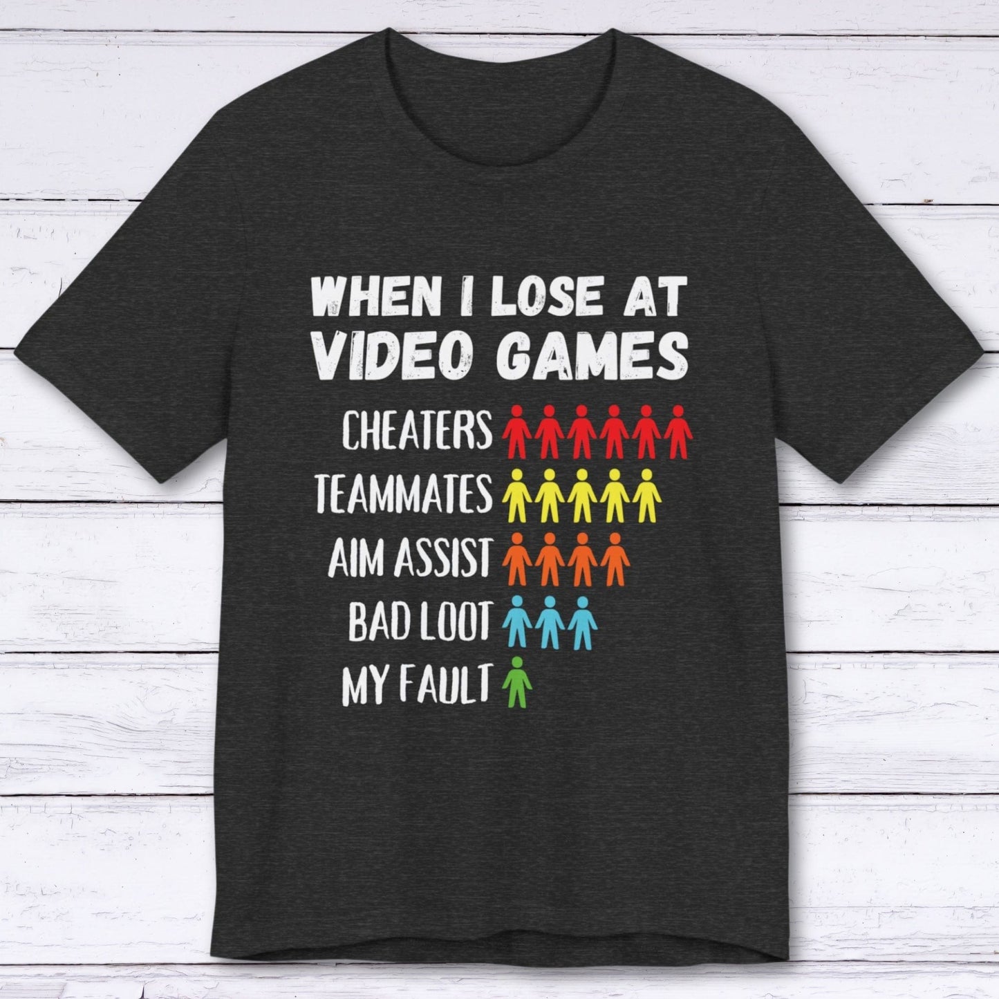 T-Shirt Dark Grey Heather / S When I Lose At Video Games (Pictograph 2nd Edition) T-shirt