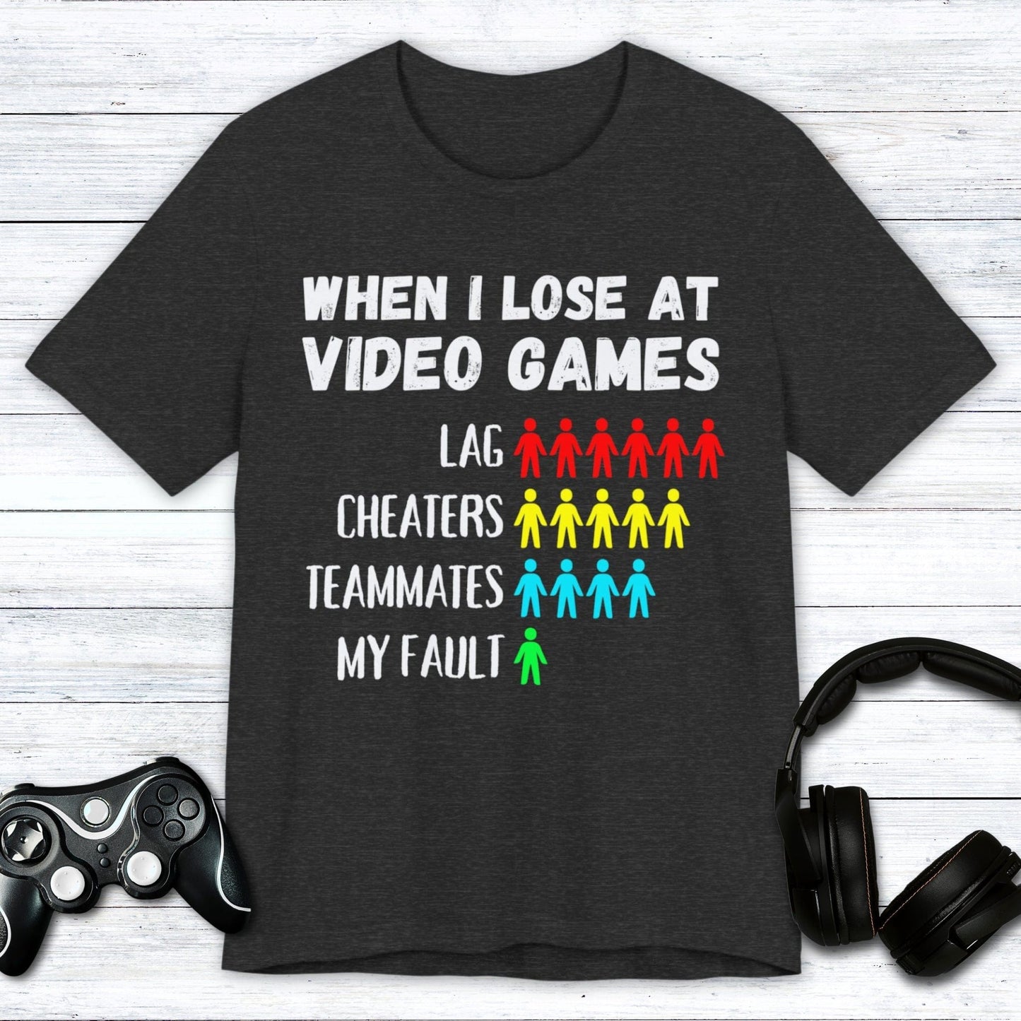 T-Shirt Dark Grey Heather / S When I Lose At Video Games (Pictograph Edition) T-shirt