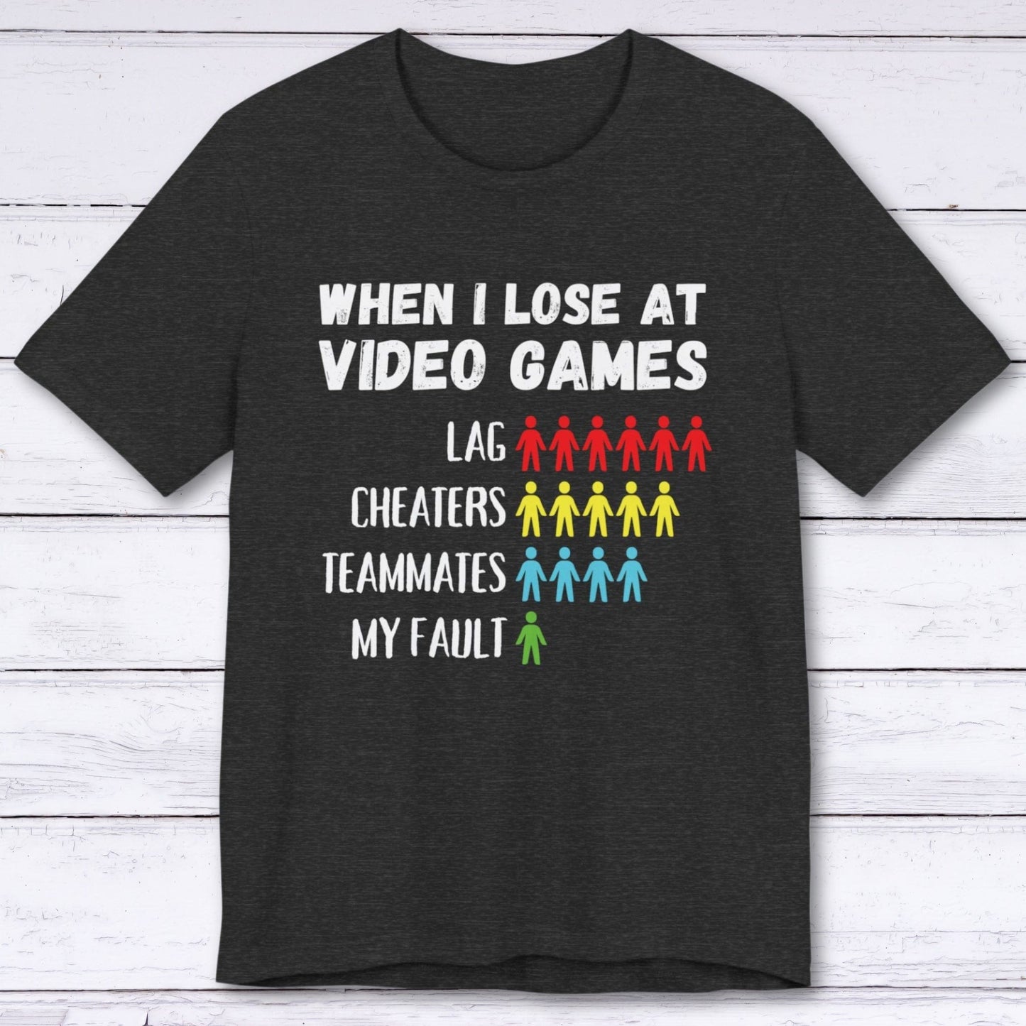 T-Shirt Dark Grey Heather / S When I Lose At Video Games (Pictograph Edition) T-shirt