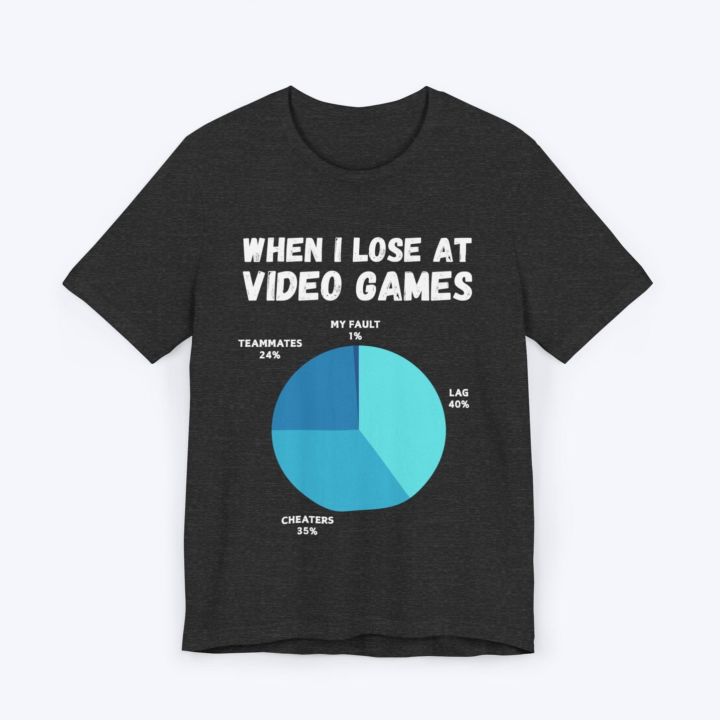 T-Shirt Dark Grey Heather / S When I Lose at Video Games (Pie Chart) T-shirt