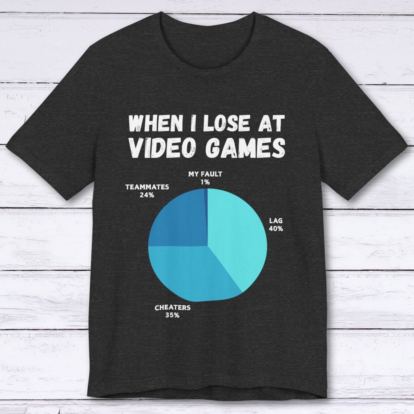 T-Shirt Dark Grey Heather / S When I Lose at Video Games (Pie Chart) T-shirt