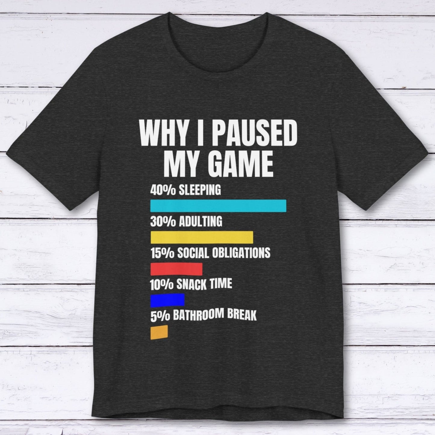 T-Shirt Dark Grey Heather / S Why I Paused My Game T-shirt