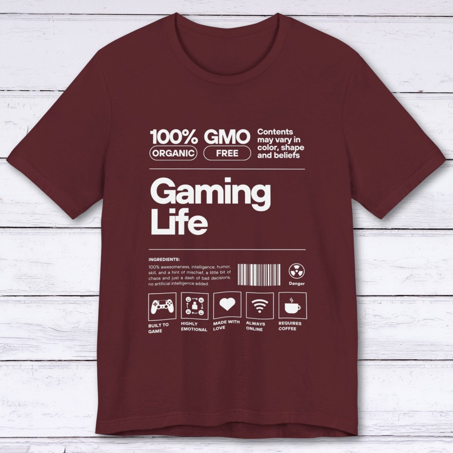 T-Shirt Maroon / S 100% Organic Gaming T-shirt