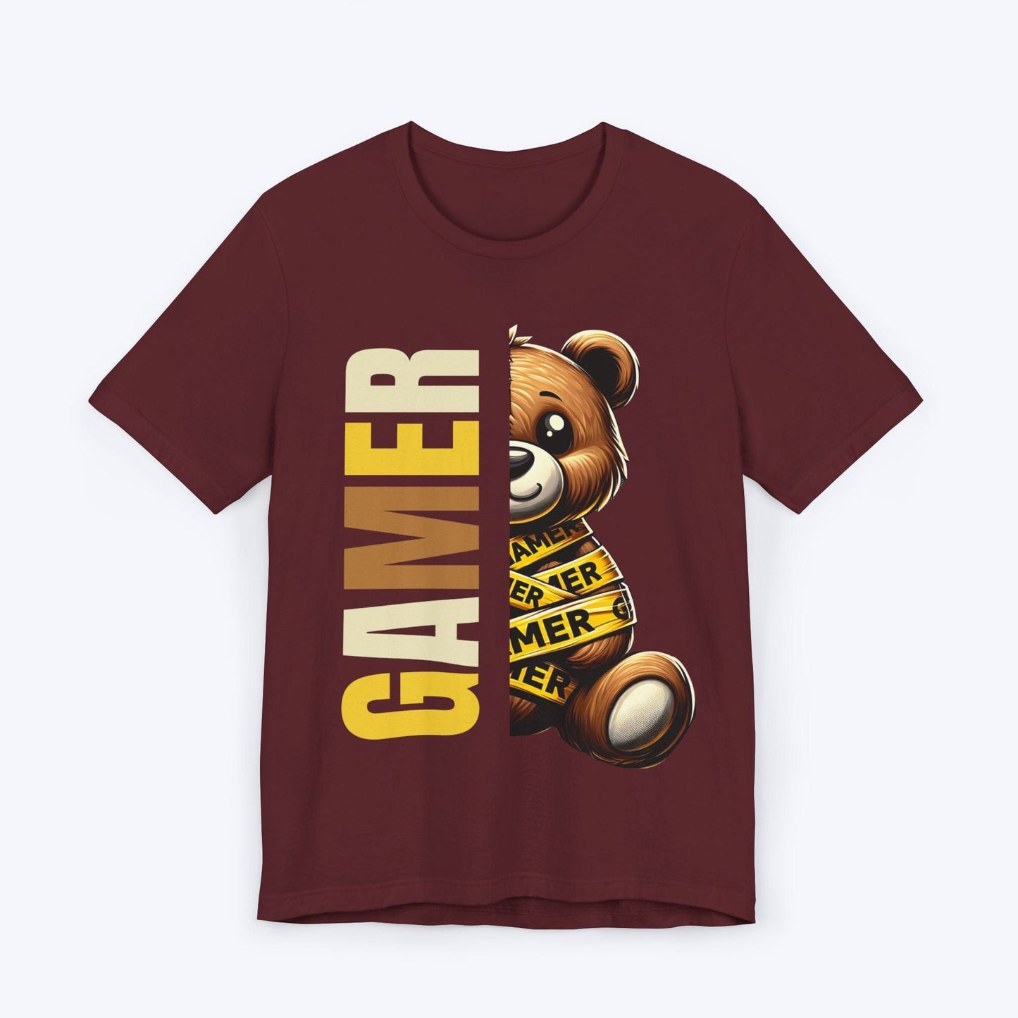 T-Shirt Maroon / S Caution Gamer Bear T-shirt