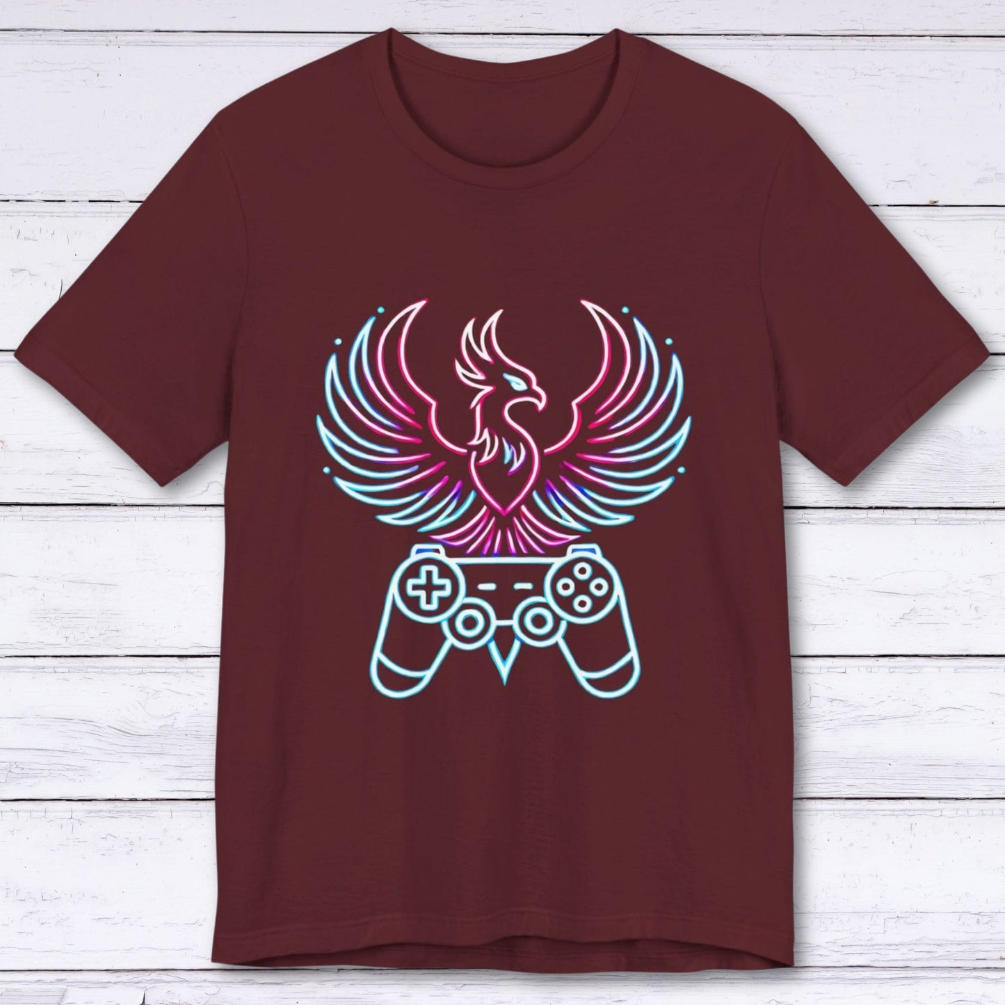 T-Shirt Maroon / S Eternal Gamer: Neon Phoenix T-shirt