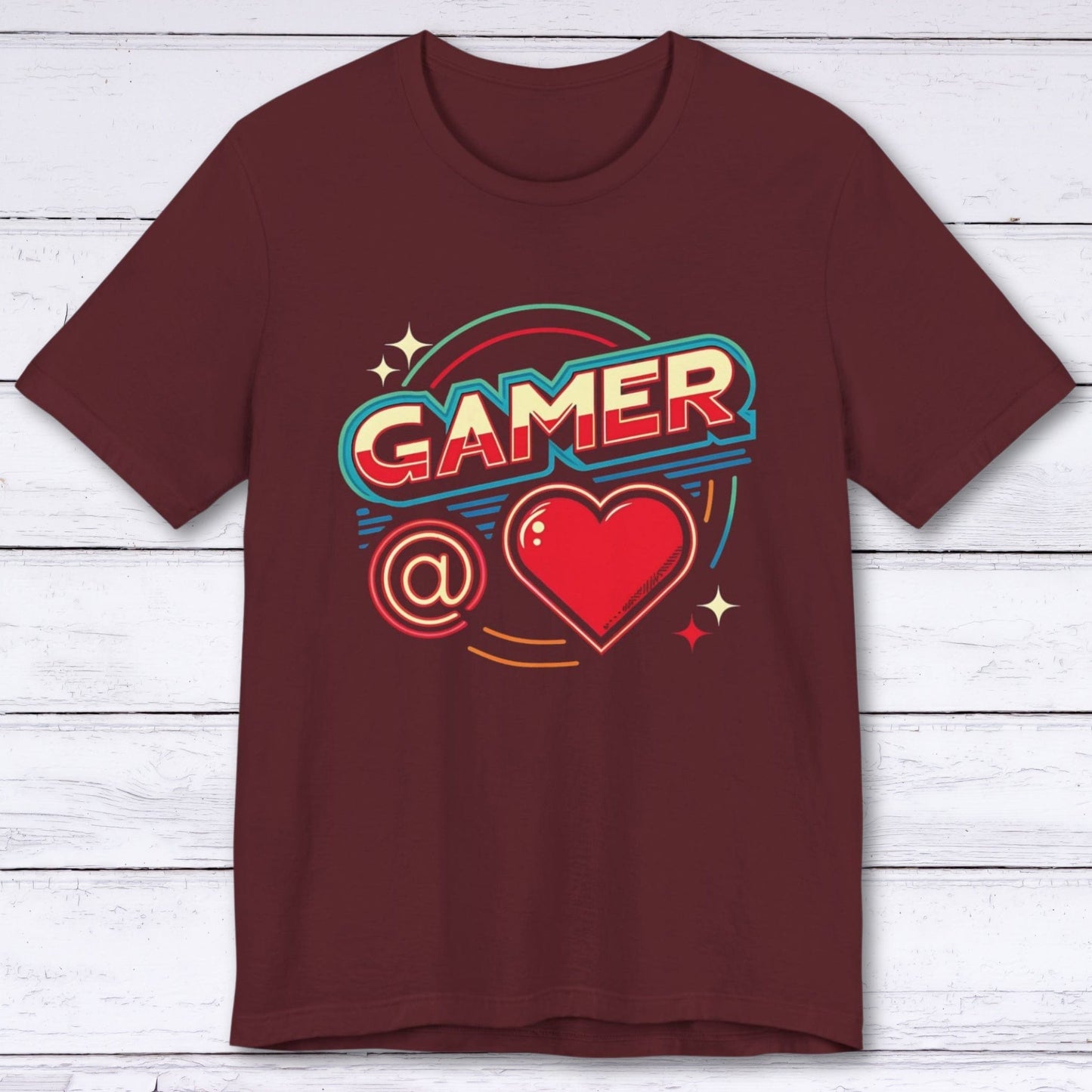 T-Shirt Maroon / S Gamer at Heart - Retro T-shirt