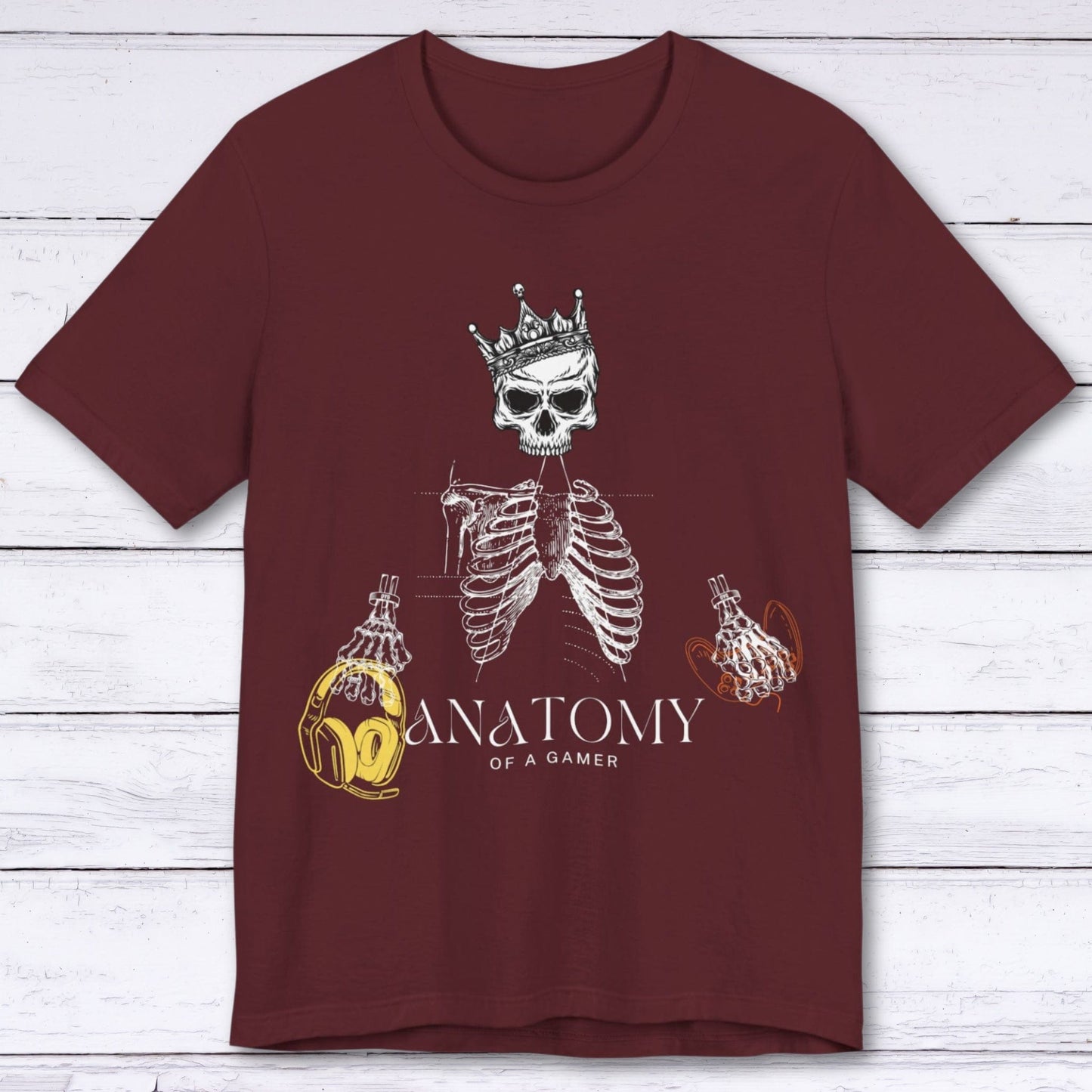 T-Shirt Maroon / S Gamer's Anatomy: Bones & Buttons T-shirt