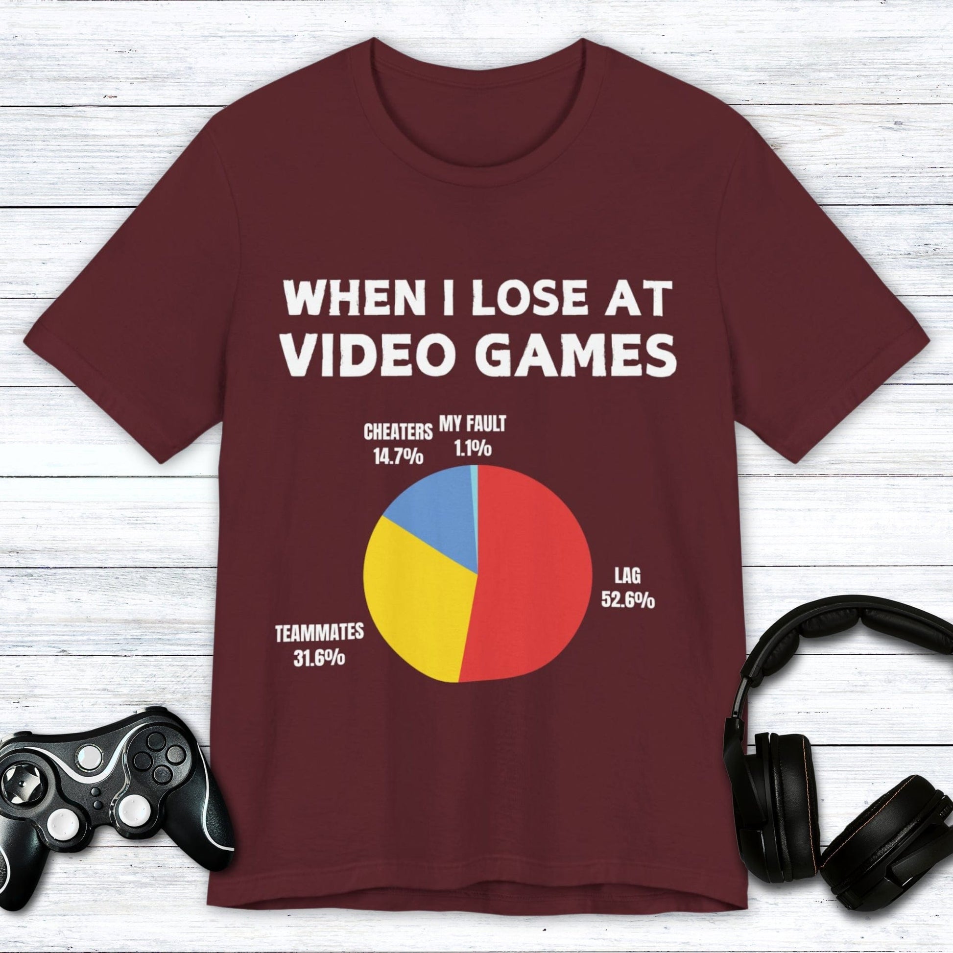 T-Shirt Maroon / S Gamers Excuse Pie Chart T-shirt