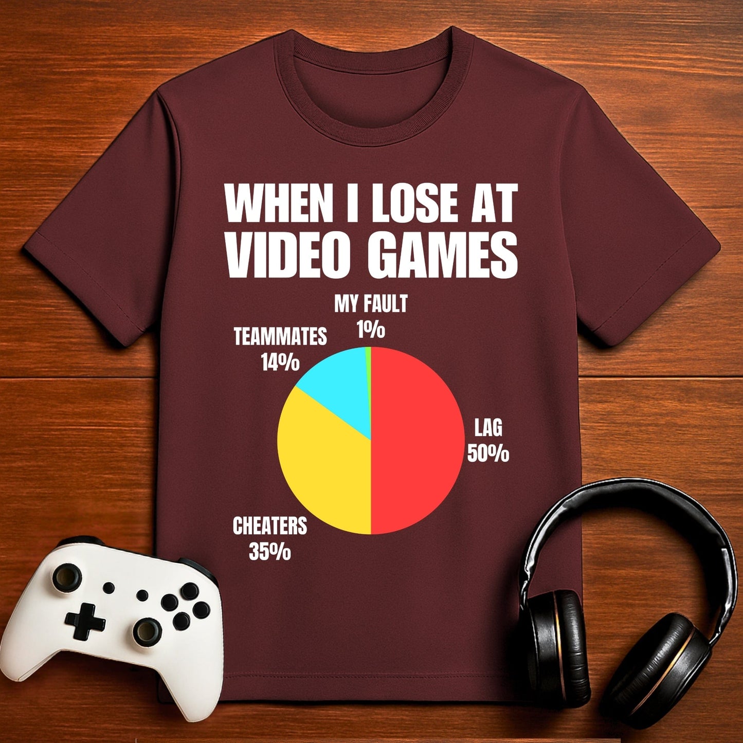 T-Shirt Maroon / S Gamers Excuse Pie Chart T-shirt