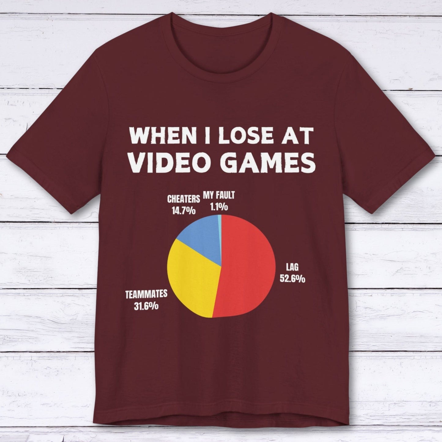 T-Shirt Maroon / S Gamers Excuse Pie Chart T-shirt