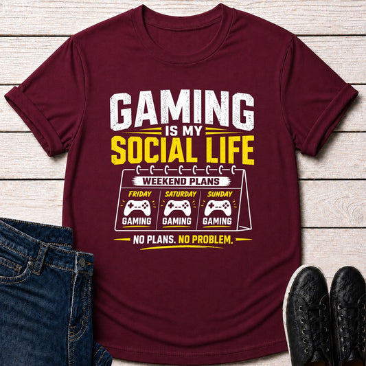 T-Shirt Maroon / S Gaming Is My Social Life T-shirt