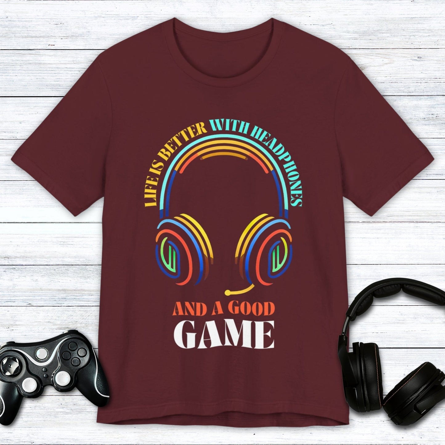 T-Shirt Maroon / S Gaming Nirvana - Headphones & Good Times T-shirt