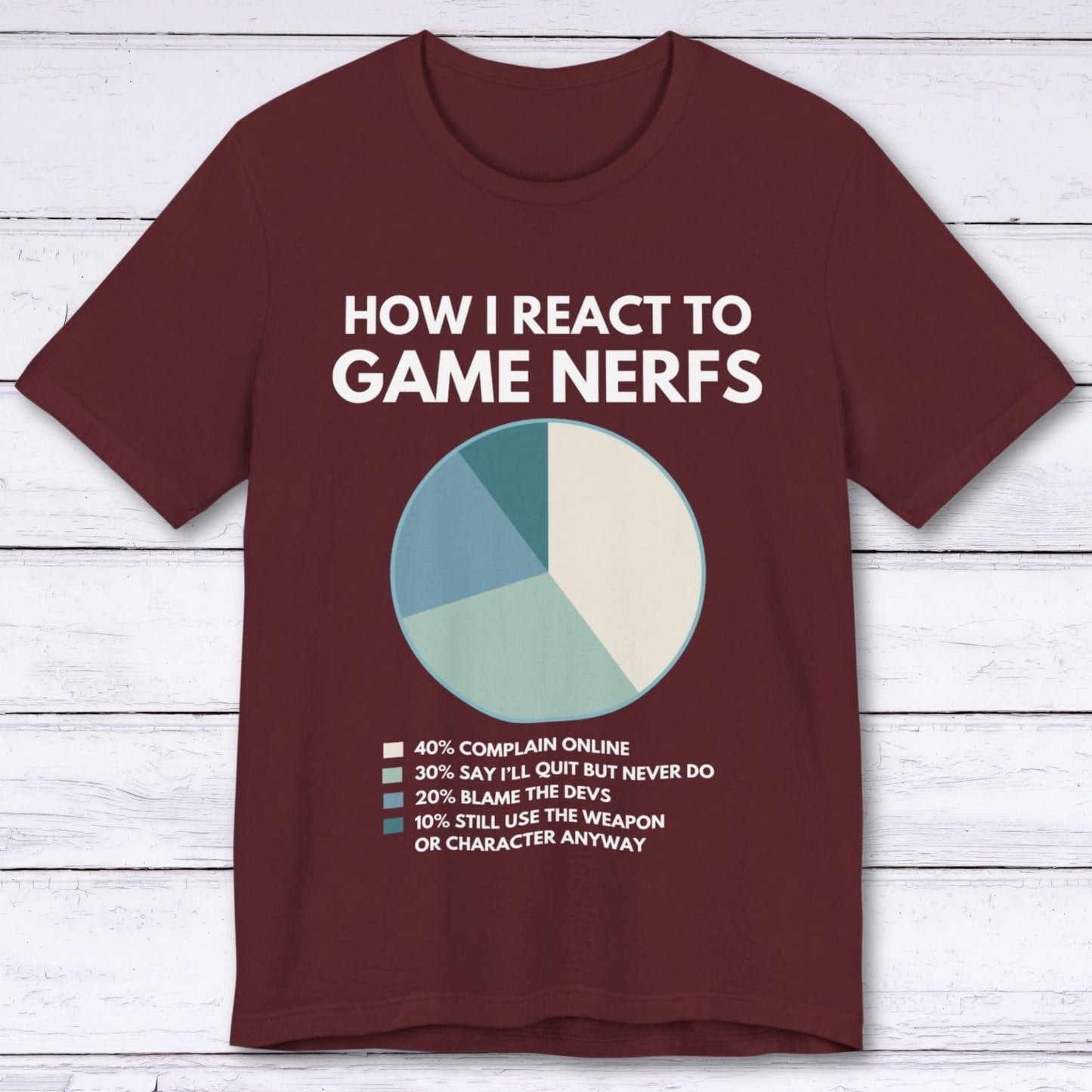 T-Shirt Maroon / S How I React To Game Nerfs T-shirt