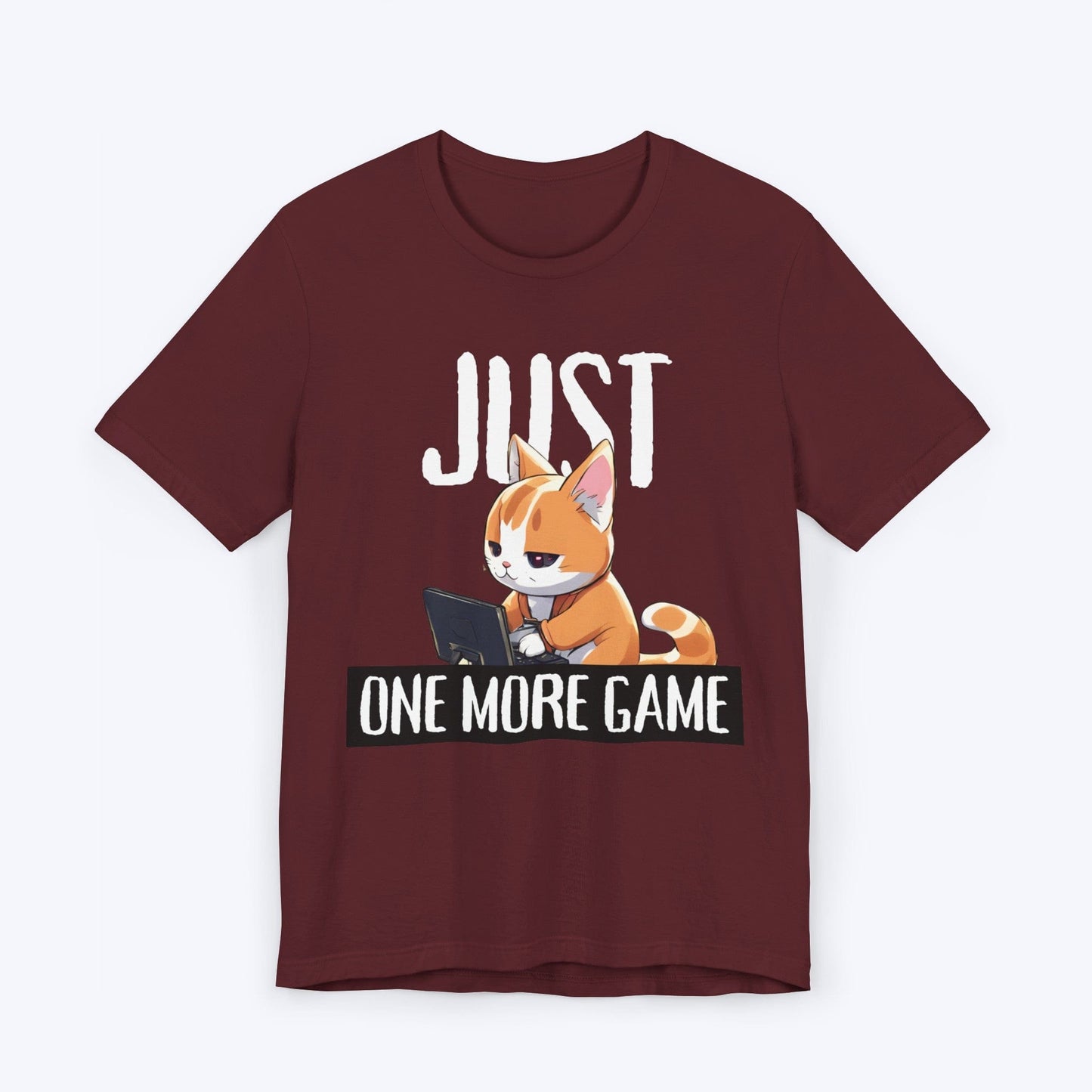 T-Shirt Maroon / S Just One More Game: Anime Cat T-shirt